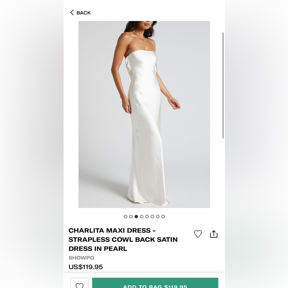 NWT satin pearl maxi dress open back US Size 6